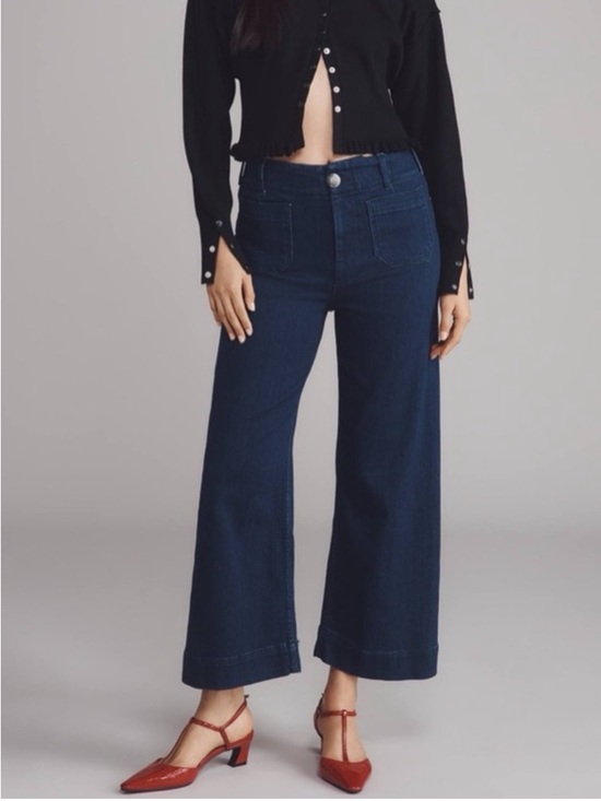 Maeve Denim - High-Waist Wide-Leg Colette Crop in Dark Indigo